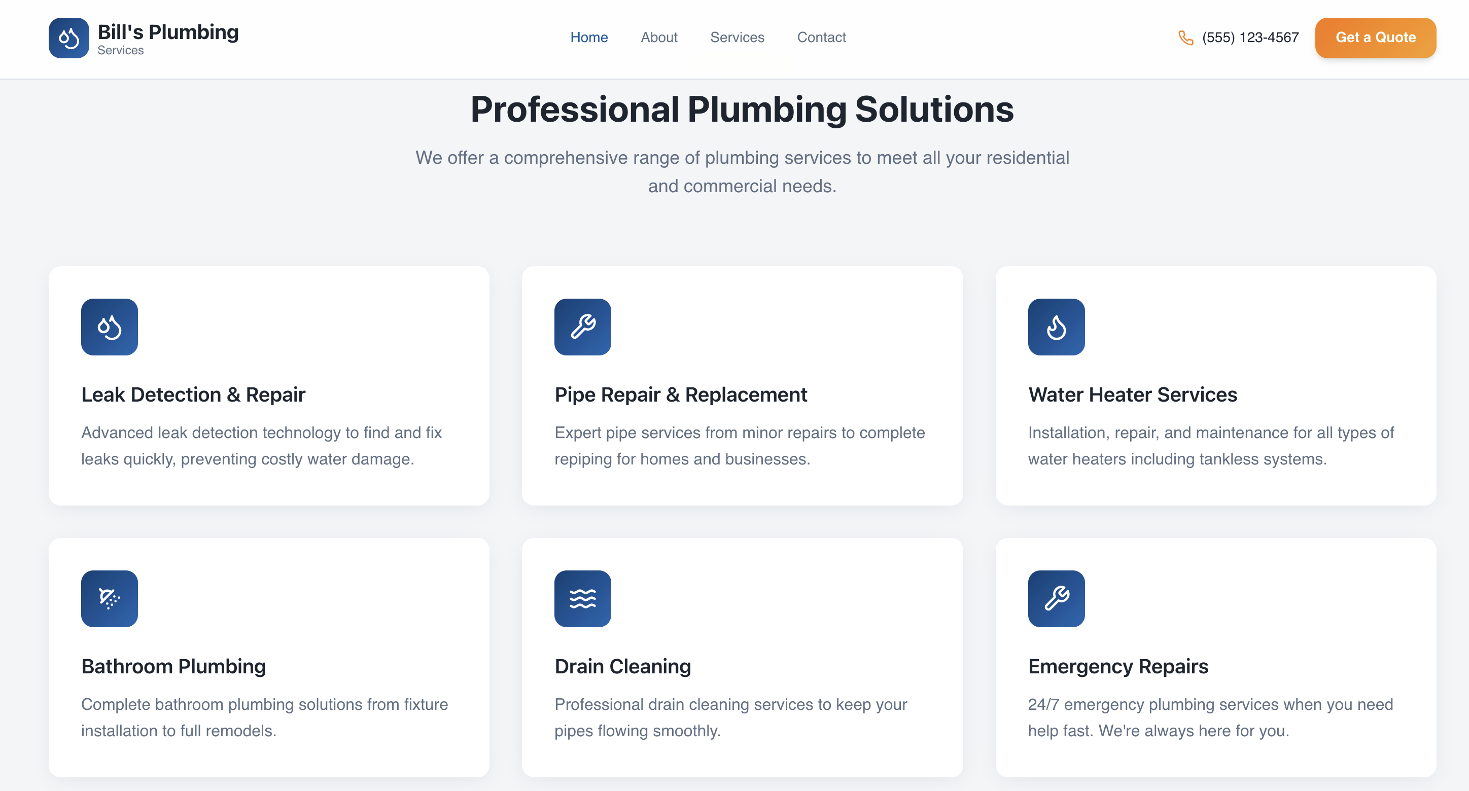 Generic Bootstrap/Tailwind card layout with stock icons